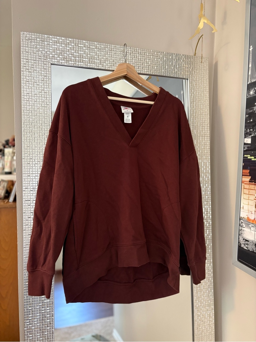 Cozy Champion V-Neck Oversized crew - Burgundy